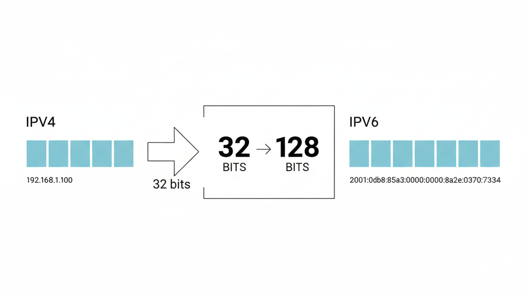 IPv4와 IPv6 주소 체계의 시각적 비교